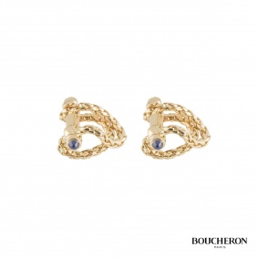 Boucheron 18k Yellow Gold & Sapphire Cufflinks